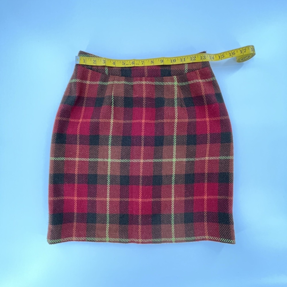 Y2K Hillard Hanson Plaid Pencil Mini Skirt Academia Womens 6 Red 90s Schoolgirl - Picture 10 of 12